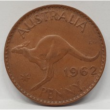 AUSTRALIA 1962 . ONE 1  PENNY . ERROR . DOUBLE NOSE . PLANCHET FLAW